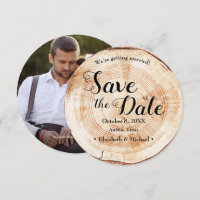 Save the date photo Wood Grain Rustic Wedding