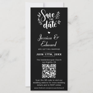 Save The Date PhotoBooth Qr Code Black White Chic