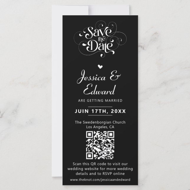 Save The Date PhotoBooth Qr Code Black White Chic (Back)