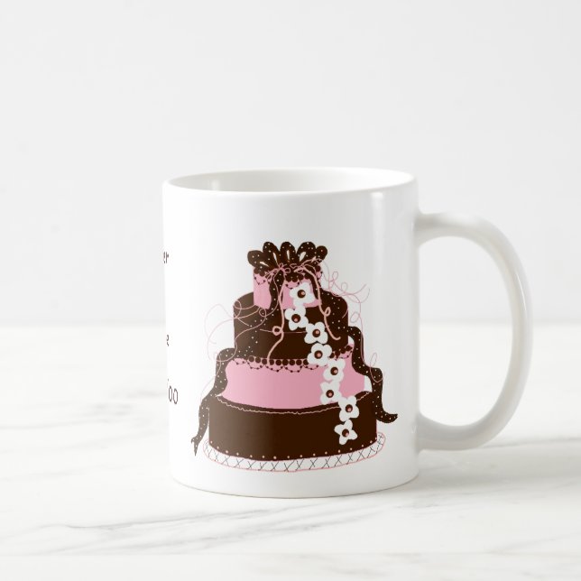 Save the Date Pink and Chocolate Cake Coffee Mug (Right)