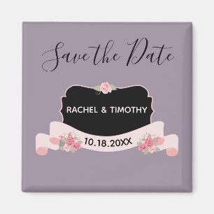 Save the Date Pink and Purple Beauty Magnet