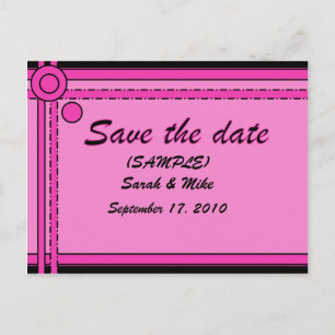 SAVE THE DATE - (Pink & Black) -circles/lines Announcement Postcard