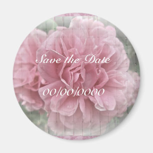 Save the Date Pink Climbing Rose Blossoms Magnet