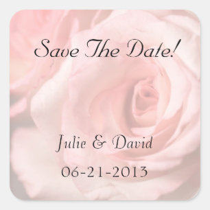 Save The Date, Pink Roses Square Sticker