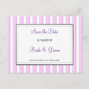 Save the Date Pink Stripes Postcard