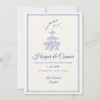 Save the Date: Playful Blue Celebration Invitation