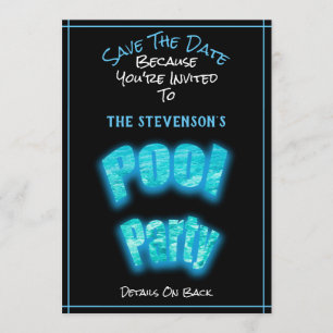 Save The Date Pool Party Birthday Party Invitation