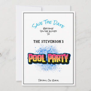 Save The Date Pool Party Invitation White