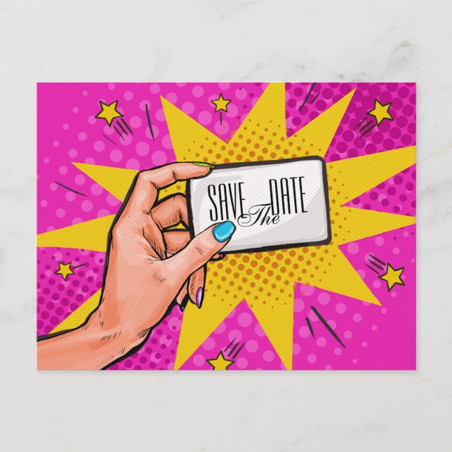 Save the Date Pop Art Postcard Invitation (Front)