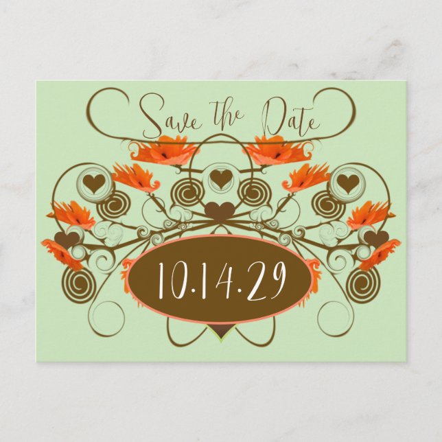 Save the Date -Poppies With an Edge Announcement Postcard (Front)
