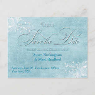 SAVE THE DATE -POST-CARD Blue Elegance Wedding Announcement Postcard
