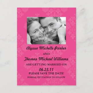 Save The Date Post Card with Your Photo (Pink)