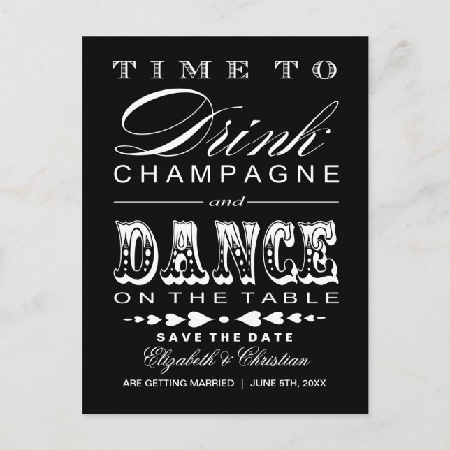 Save the Date Postcard ||Champagne Theatre Bill (Front)