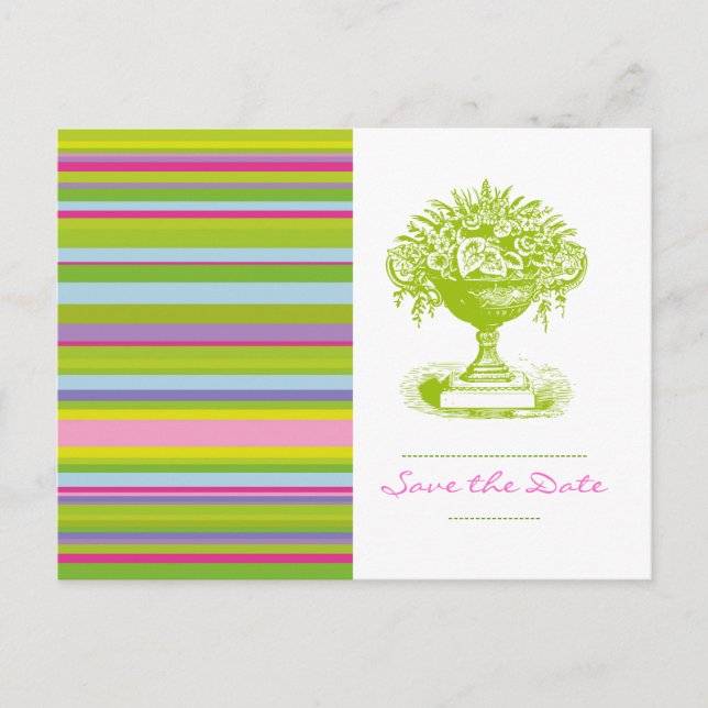 SAVE THE DATE, Postcard, Colourful Chic Announcement Postcard (Front)