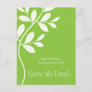 Save the Date Postcard Lime Green Leaf Branch
