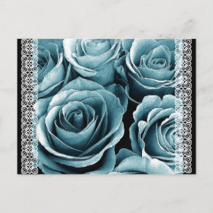 Save the Date Postcard PASTEL BLUE Roses