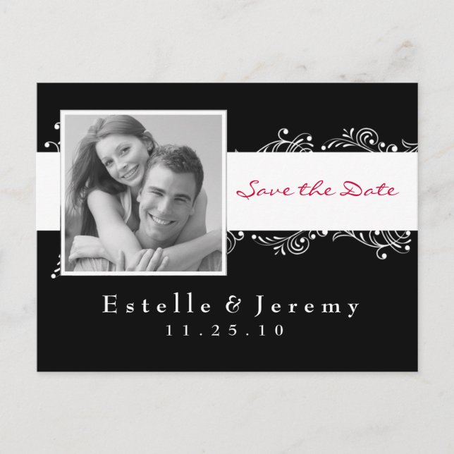 Save the Date Postcard Photo 03 White (Front)