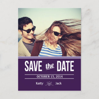 Save The Date Postcard Purple