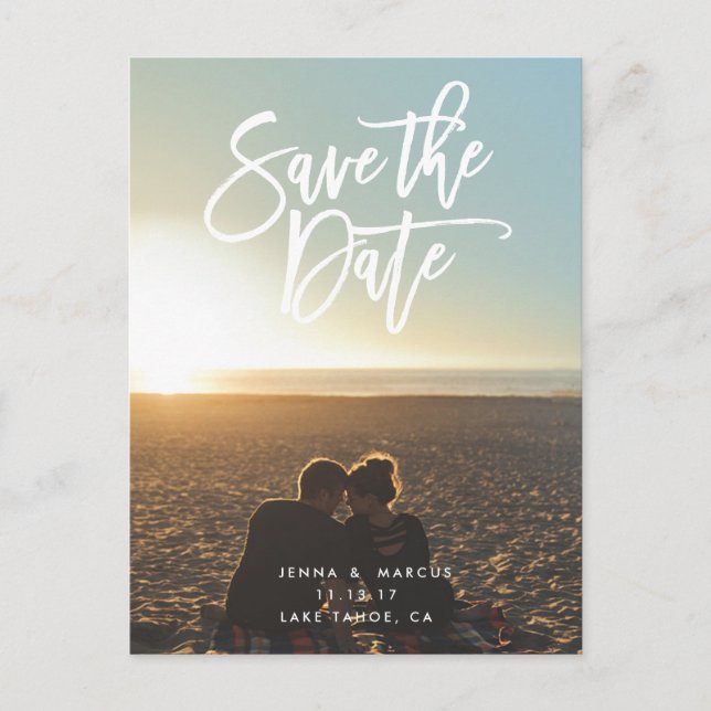 Save the date postcard script wedding collection (Front)