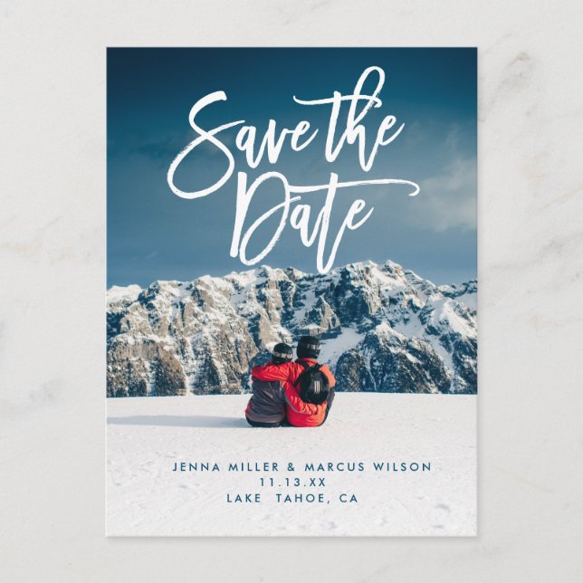 Save the date postcard script wedding collection (Front)