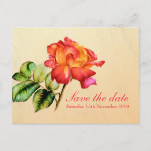 Save the Date Postcard tea rose art