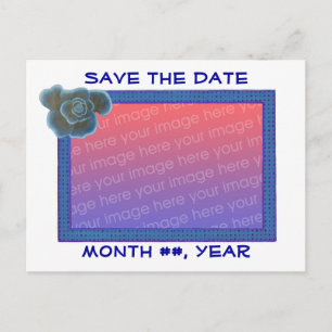 Save the date postcards, blue rose, add photo announcement postcard