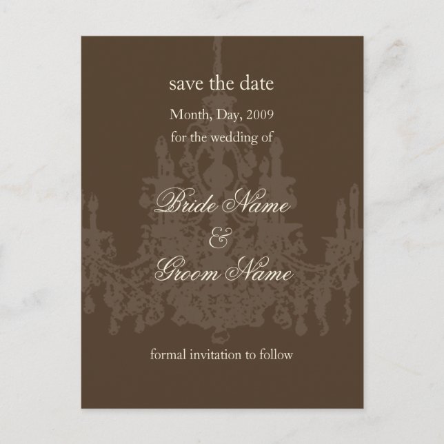 Save the Date postcards, chandelier Announcement Postcard (Front)