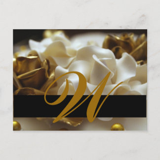 Save the Date Postcards Gold and Cream Monogram