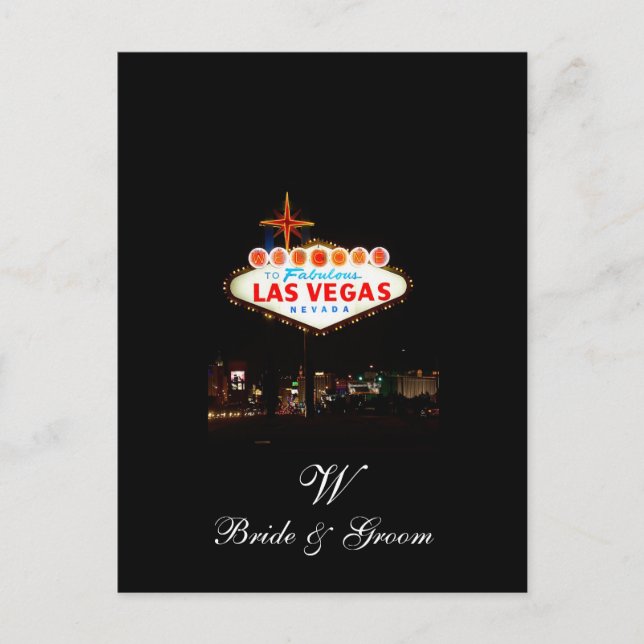 Save The Date Postcards Monogram Las Vegas Wedding (Front)