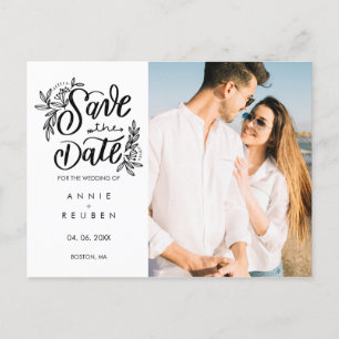 Save the Date Pretty Hand Script Modern Photo Announcement Postcard