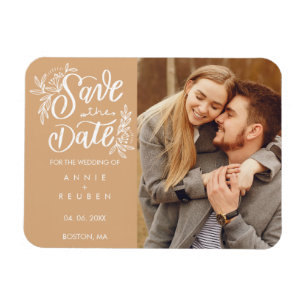 Save the Date Pretty Hand Script Photo Magnet