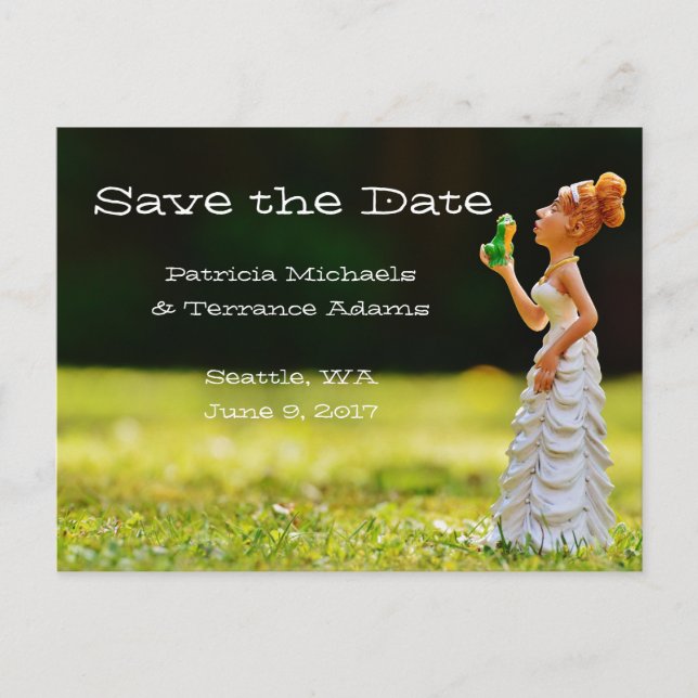 Save the Date Princess Frog Announcement Postcard (Front)