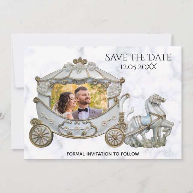 Save the Date - Princess in the Carriage - Photo Invitation (Front)