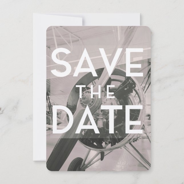 Save the Date Prop plane Invitation (Back)