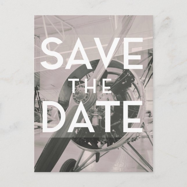 Save the Date Prop plane Postcard (Front)
