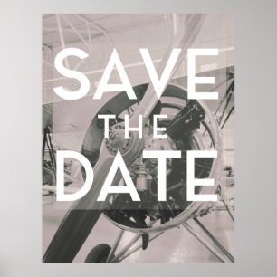 Save the Date Prop plane Poster
