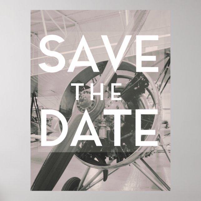 Save the Date Prop plane Poster (Front)