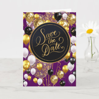 Save The Date (Proverbs 18:22) Purple/Gold/White Card