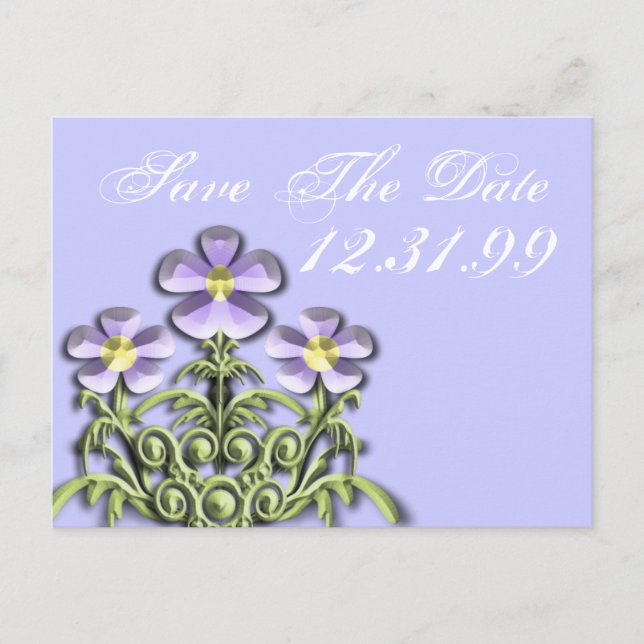 Save The Date - Purple and Yellow Daisies Announcement Postcard (Front)