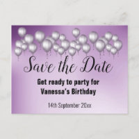 Save the Date Purple Balloons All Occassion