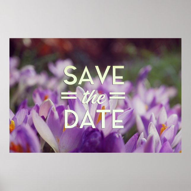 Save the Date Purple Flower Poster (Front)