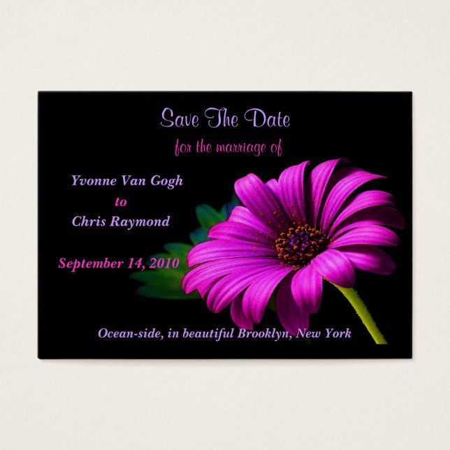 Save The Date Purple Pink Daisy (Front)