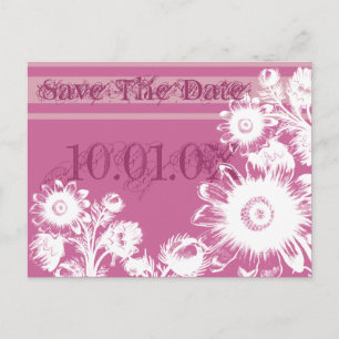 Save The Date Purple Raspberry Fuchsia Floral Announcement Postcard