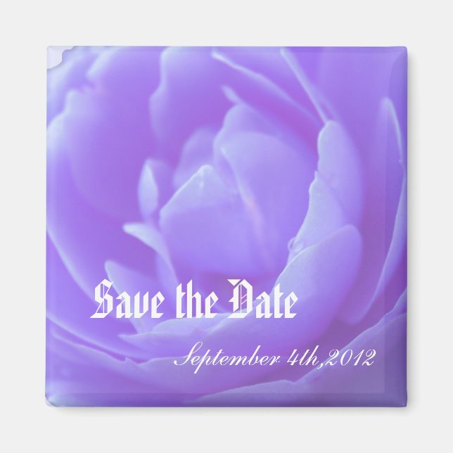Save the date,purple rose flower magnet (Front)