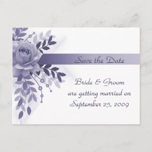 Save the Date Purple Rose Postcard