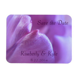 Save the Date Purple Tulip Petal Flexible Magnet