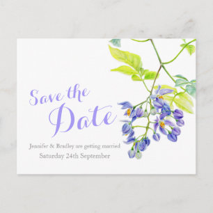 Save the date purple vine wedding card