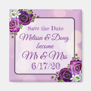 Save the Date Purple Wedding Magnet