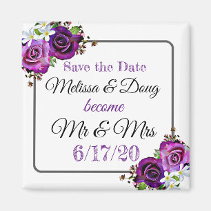Save the Date Purple Wedding Magnet