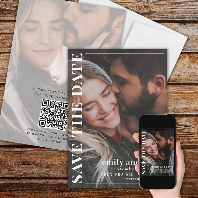 Save the Date QR Code 2 Photo Minimalist Modern (Creator Uploaded)